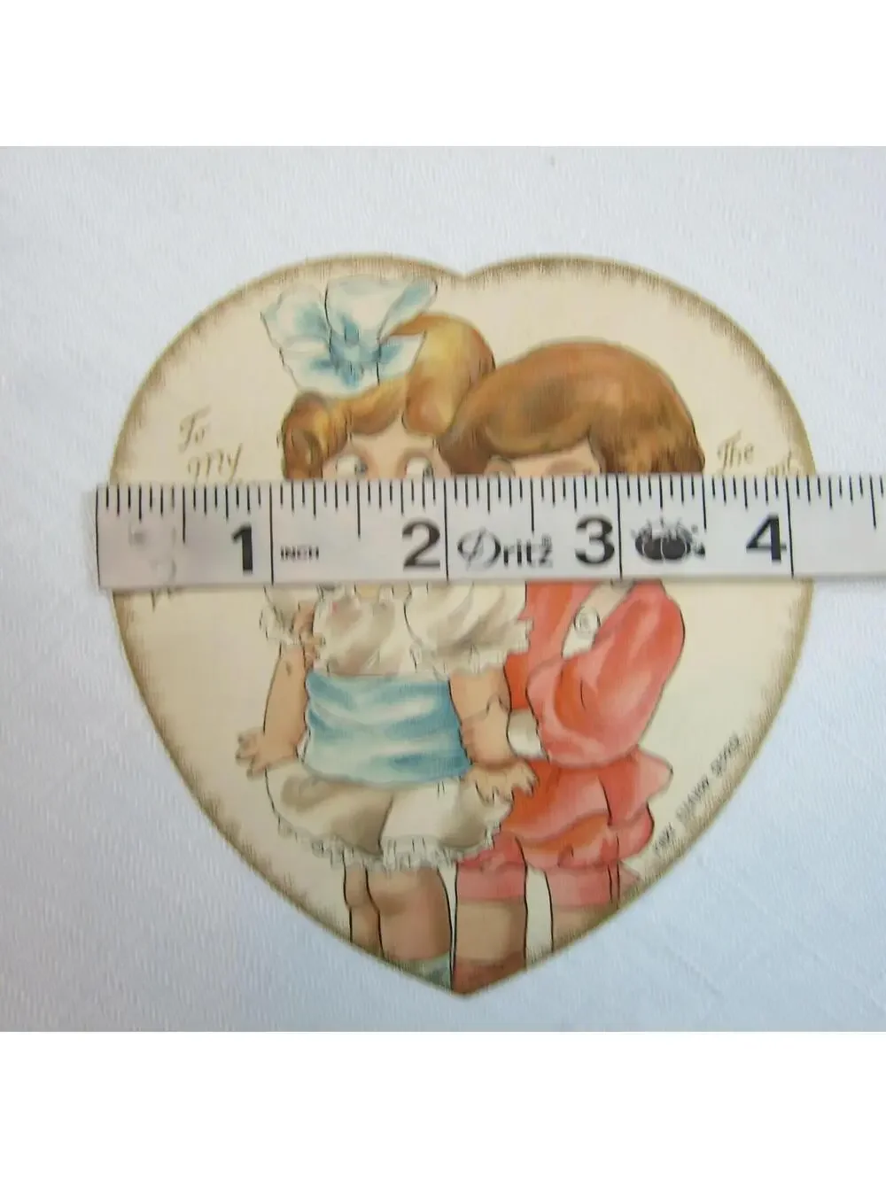 Vintage Valentine 1920s Nister Card Boy & Girl Heart Mary Eleanor George Bavaria